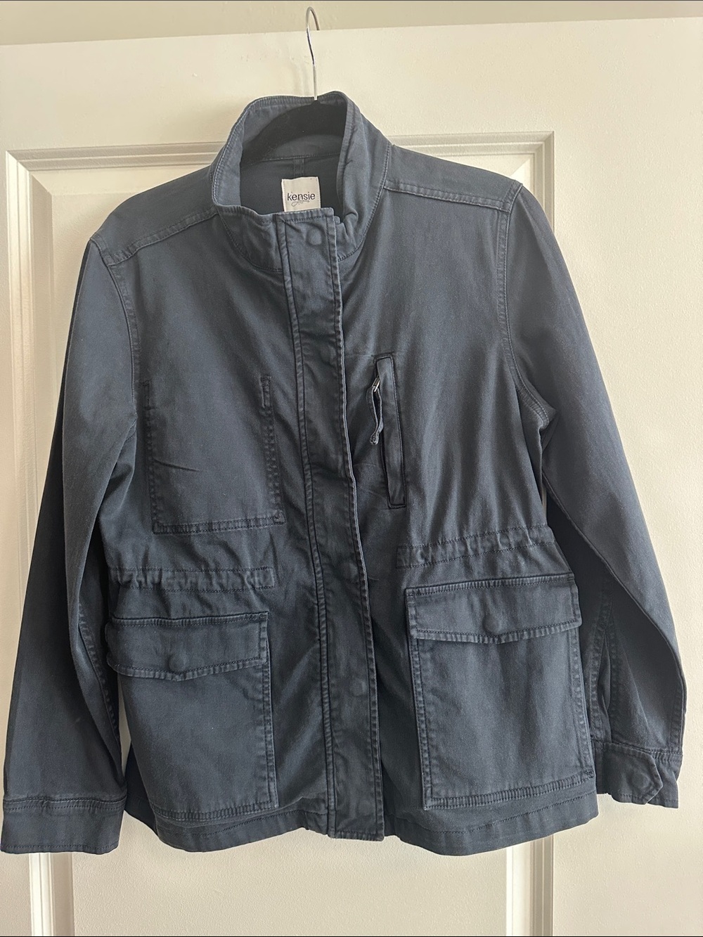 Kensie Dark Blue Utility Jacket with Front Flap Pockets NWT